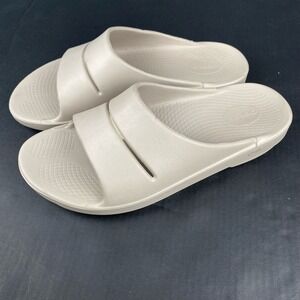 Oofos Women's M12 W14 ‎ EU 45 OOahh Beige Tan Slip On Recovery Slides Sandals